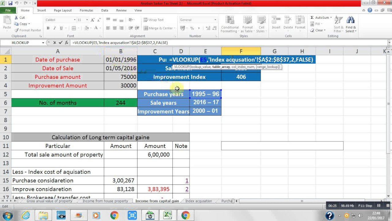 How To Calculate Income From Capital Gain By Using Excel Formula ... With Regard To Capital Gains Tax Spreadsheet Shares