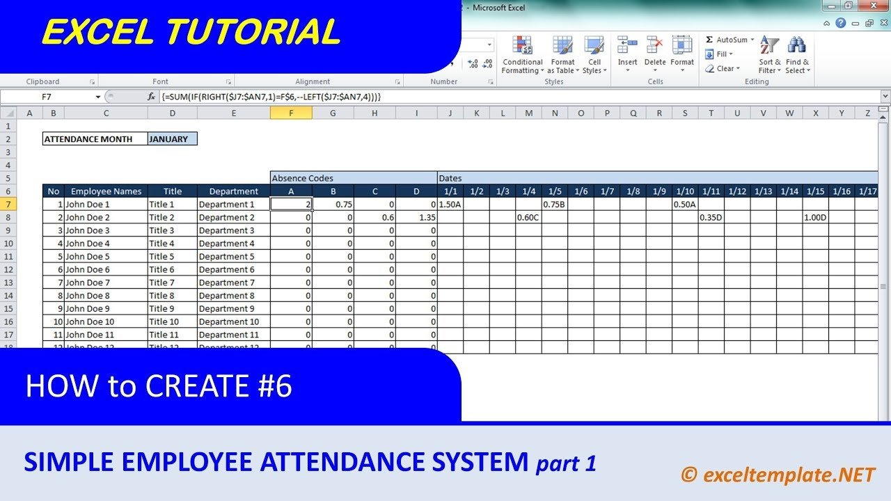 How To Create A Simple Excel Employee Attendance Tracker Spreadsheet ... Or Leave Tracking Spreadsheet