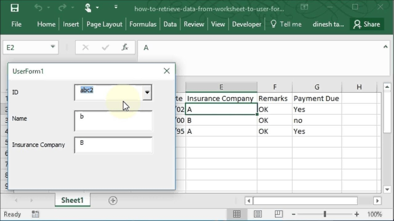 How To Get Data From Worksheet Into User Form Combox And Text Boxes ... Along With Excel Vba Spreadsheet In Userform