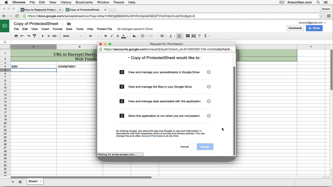 How To Password Protect / Lock A Google Drive Spreadsheet   Youtube As Well As Google Docs Shared Spreadsheet