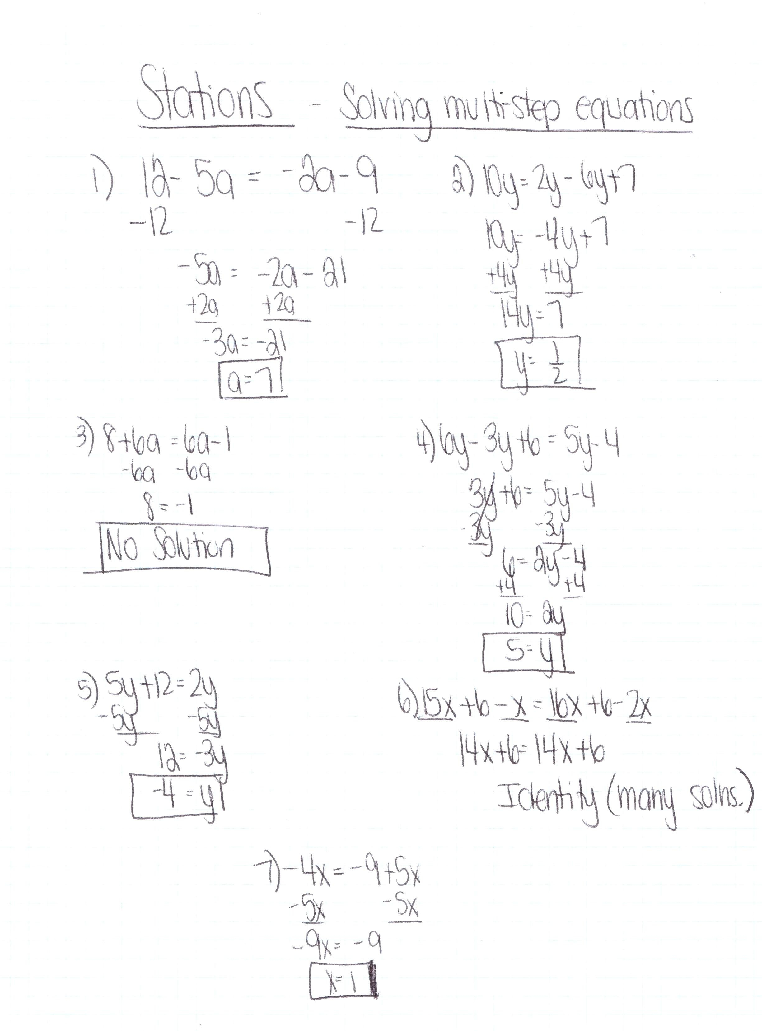 How To Solve 3 Step Equations Math Grade Math Worksheets Two Step Inside Solving Equations With Variables On Both Sides Worksheet Answers