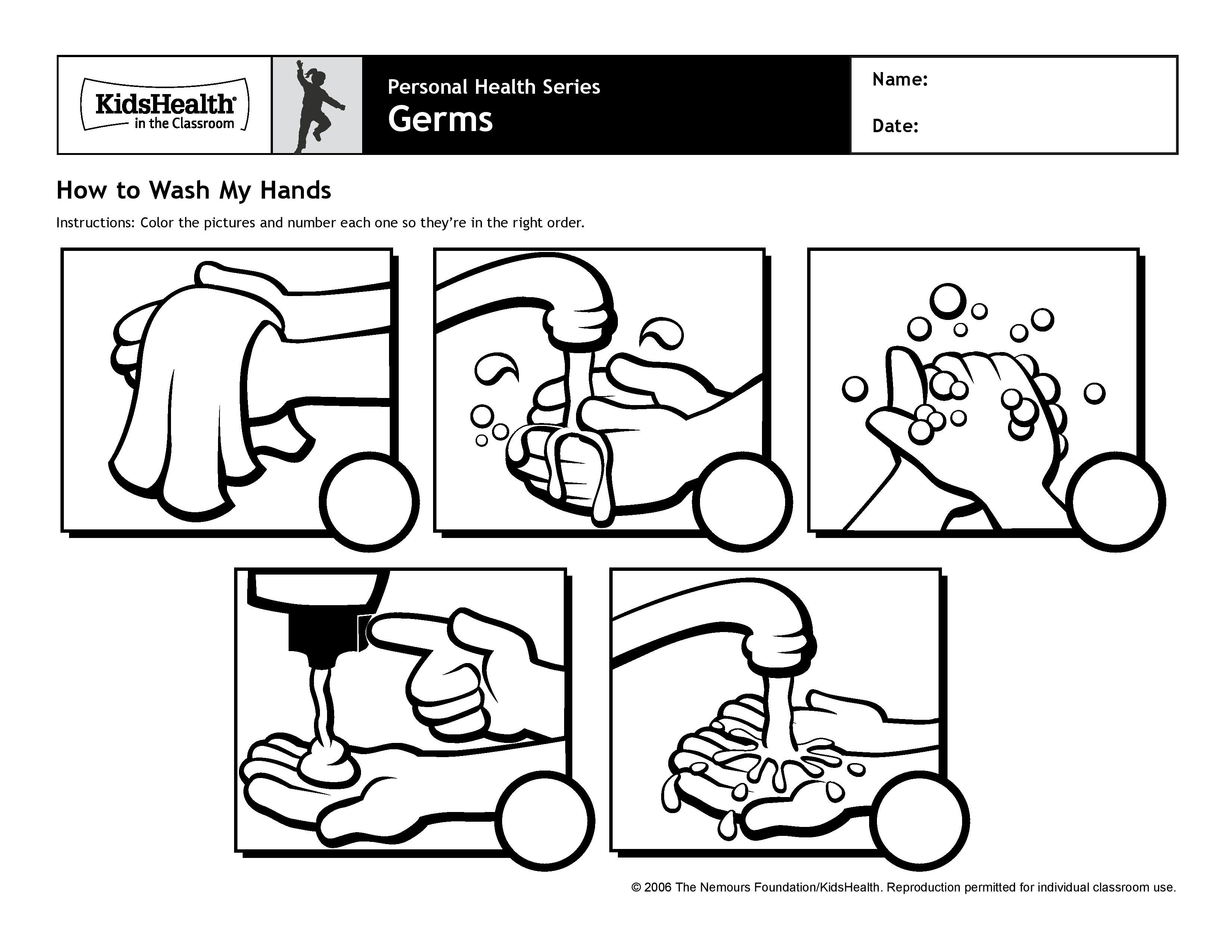 How To Wash My Hands Worksheet For Kids  Personal Hygiene For Steps To Brushing Your Teeth Worksheet