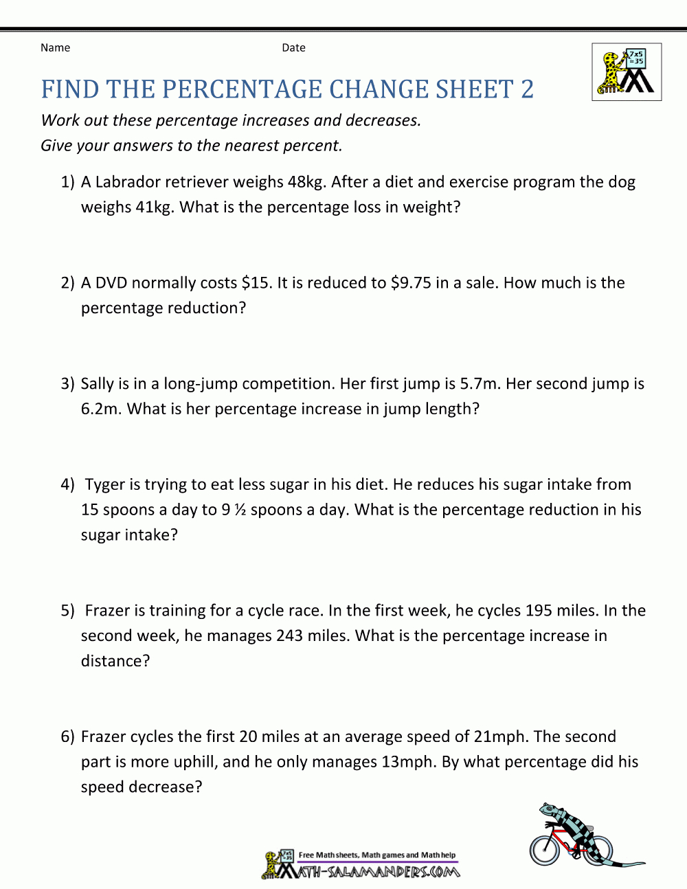 How To Work Out Percentage Increases Also Percent Of Change Word Problems Worksheet