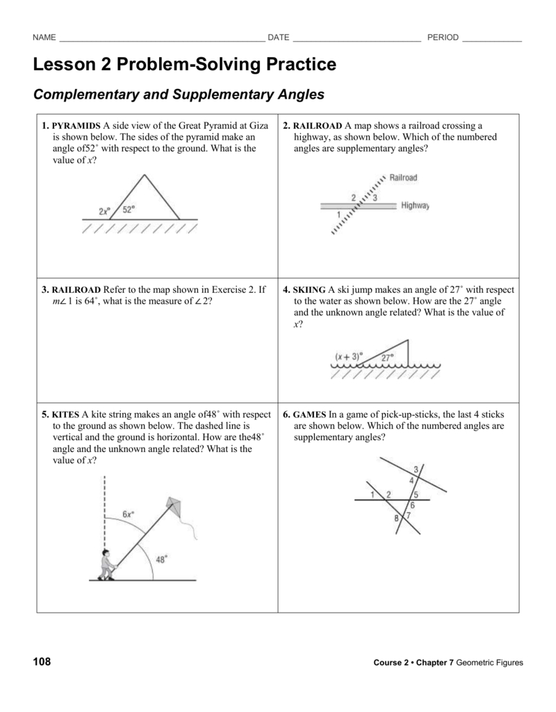 Hw Complementarry Supplementary Angles Problem Throughout Complementary And Supplementary Angles Worksheet Answers