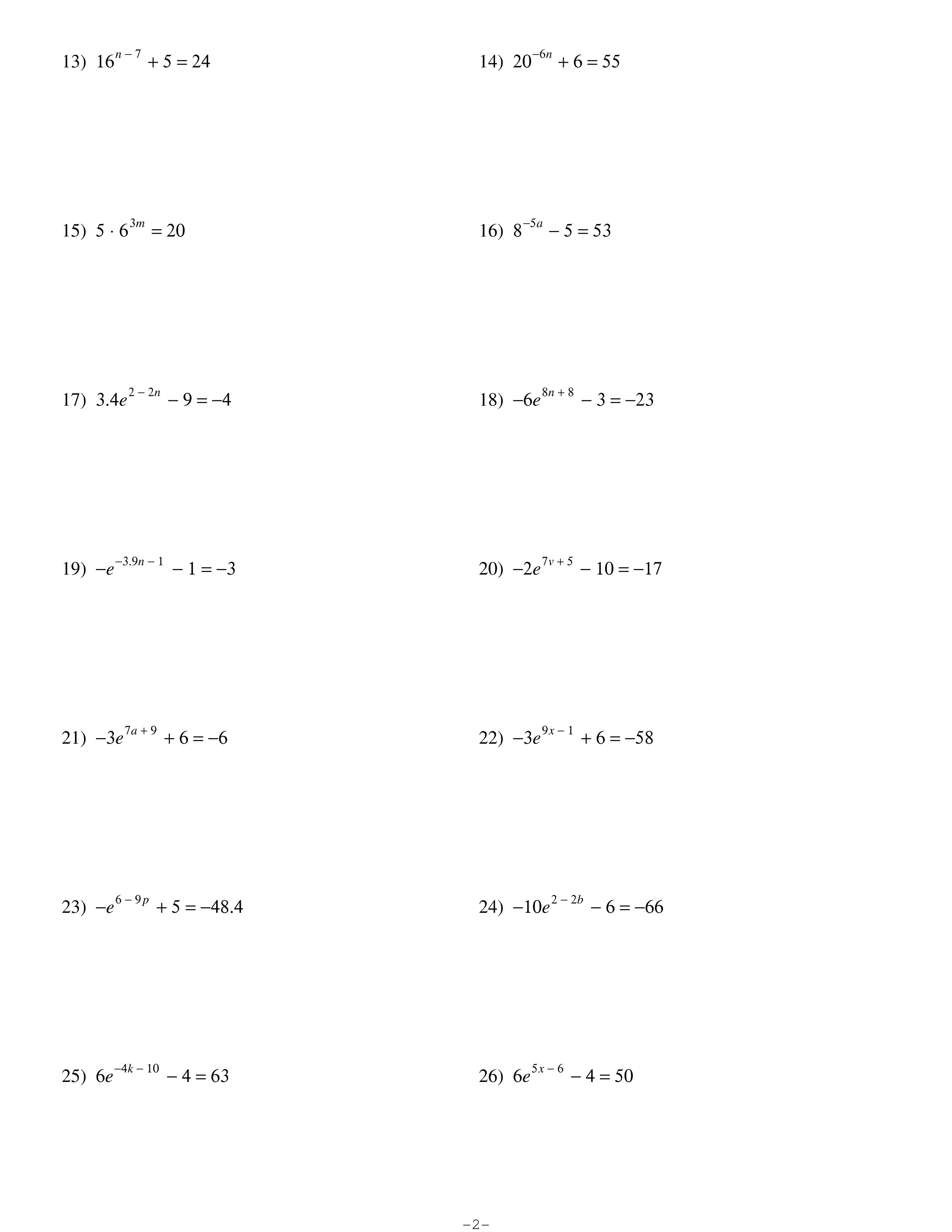 Hw Solving Exponential Equations With Logarithms  Algebra Ii As Well As Solving Exponential Equations With Logarithms Worksheet