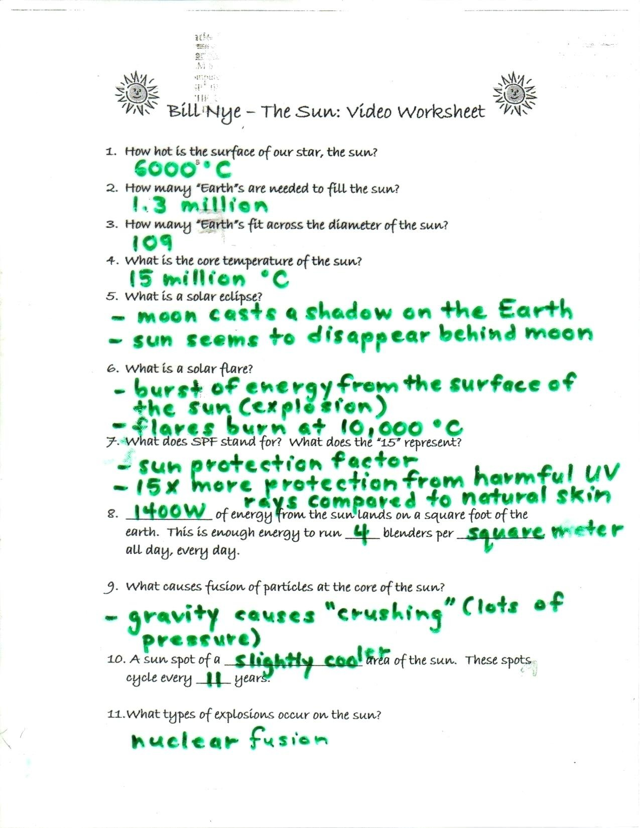 Ideas Collection Bill Nye Space Exploration Worksheet The Best Together With Bill Nye Motion Worksheet Answers