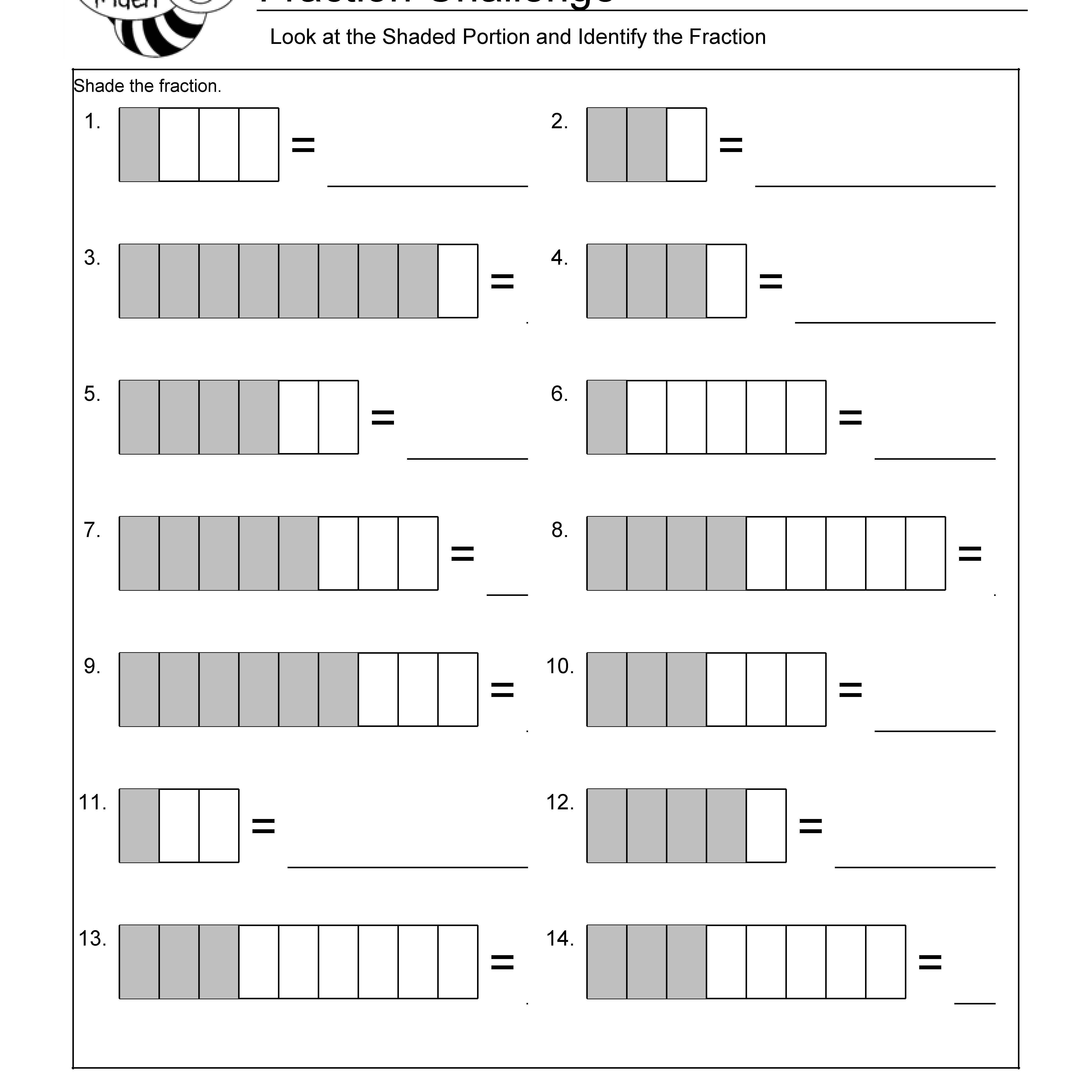Identify The Fraction Worksheet 1 Of 10 Throughout Learning About Fractions Worksheets
