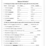 Identifying Adjectives Worksheet  Yooob Along With Adjectives Worksheet 3 Spanish Answers