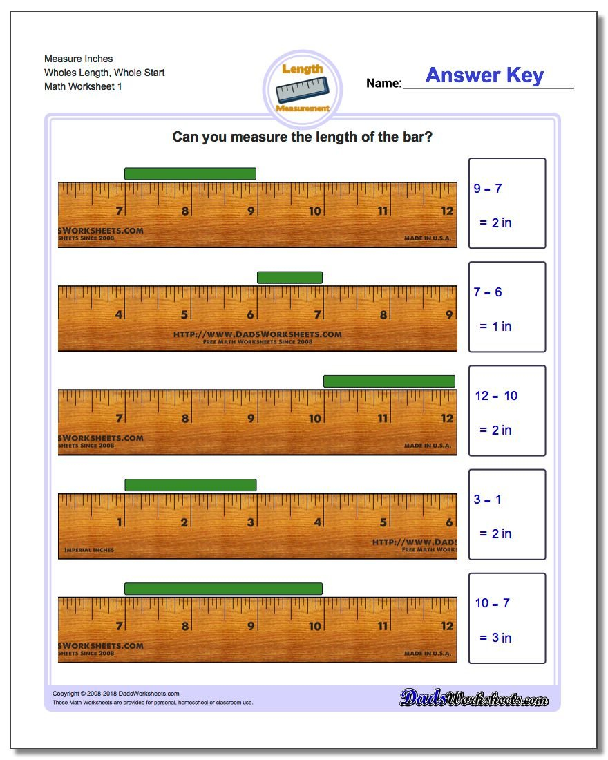 Inches Measurement Also Reading A Tape Measure Worksheet