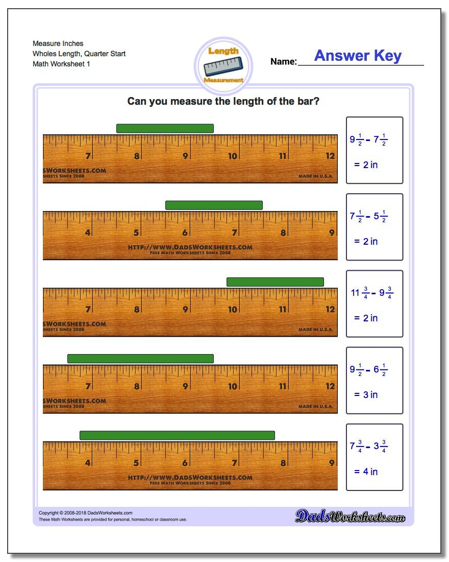 Inches Measurement Or Reading A Tape Measure Worksheet Answers