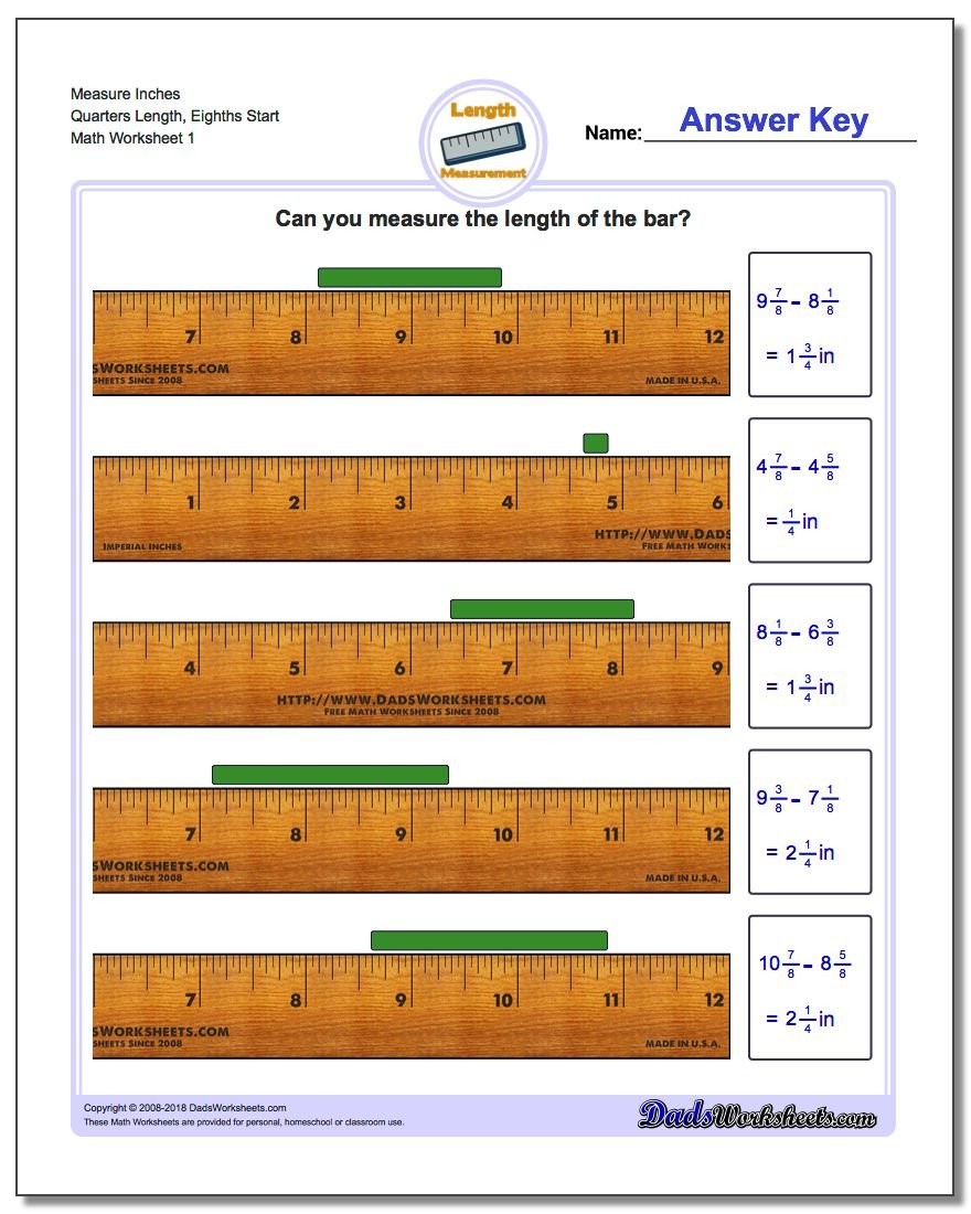 Inches Measurement Within Reading A Tape Measure Worksheet Answers