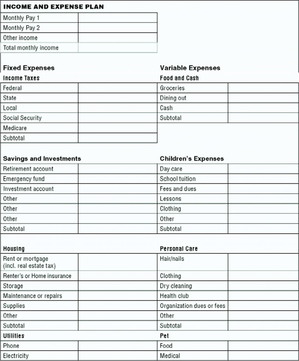 Income Budget Spreadsheet Multiple Weekly And Expenses  Smorad Intended For Home Daycare Income And Expense Worksheet