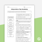 Independence Day  Vocabulary Task Teaching Resource  Teach Starter Intended For The Sovereign State Worksheet Answers