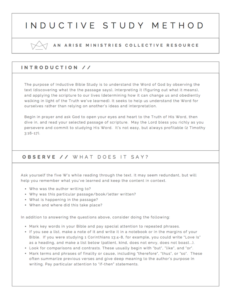 Inductive Bible Study Method Resources Within Inductive Bible Study Worksheet