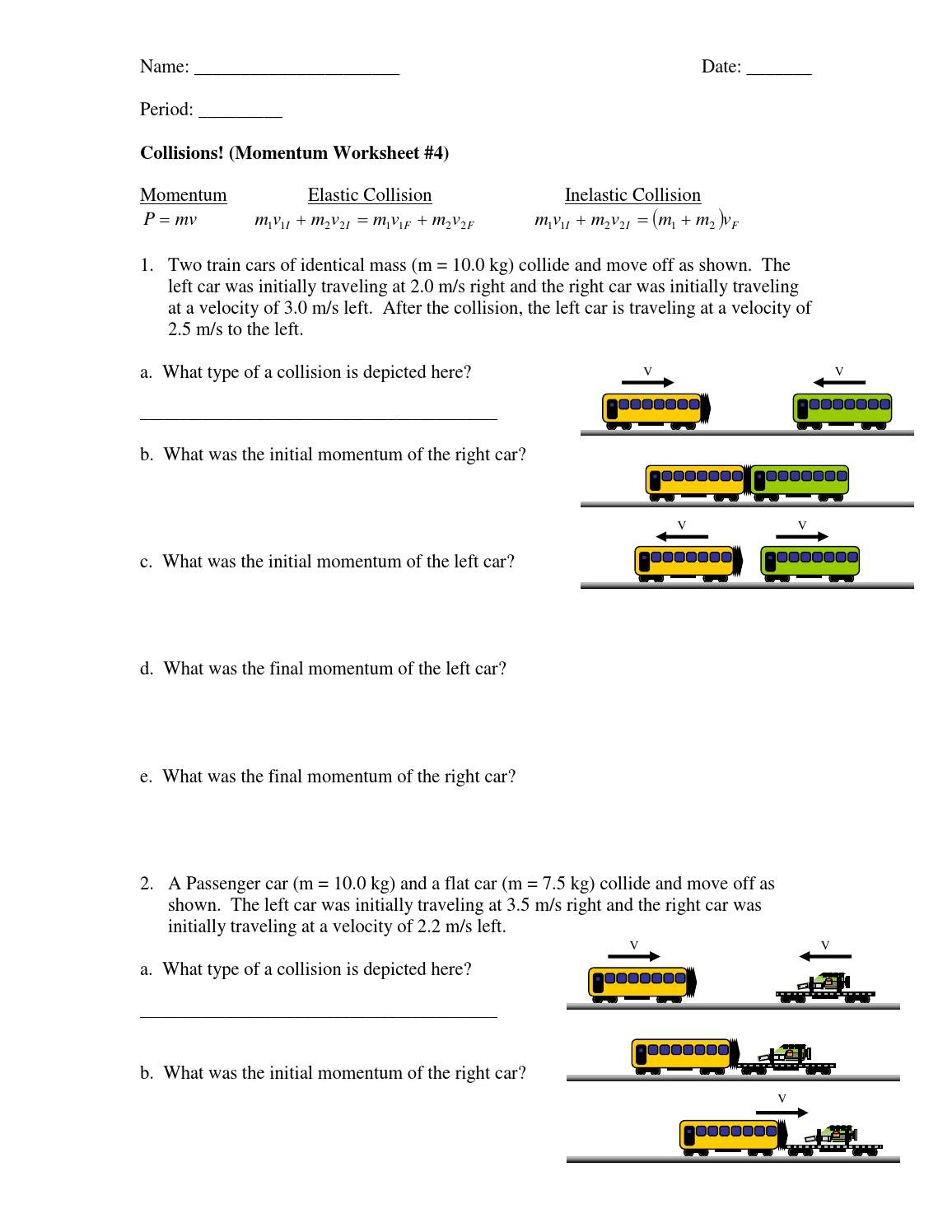 Inelastic Collisions Worksheet Studentemlyn Majoos  Issuu Along With Collisions Momentum Worksheet 4 Answers