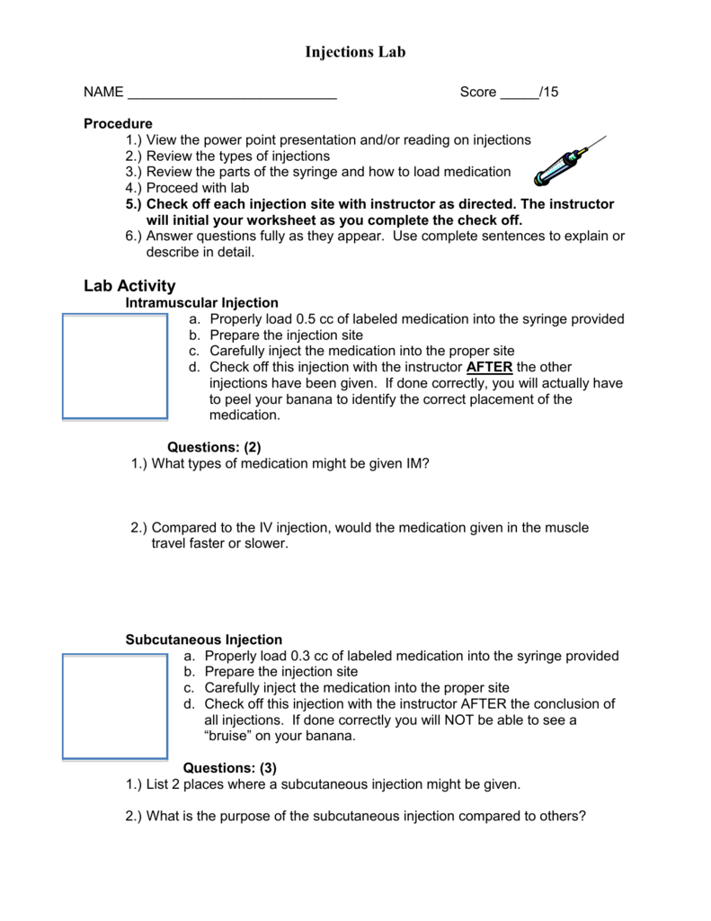 Injections Lab  WordPress Throughout Reading Syringes Worksheet
