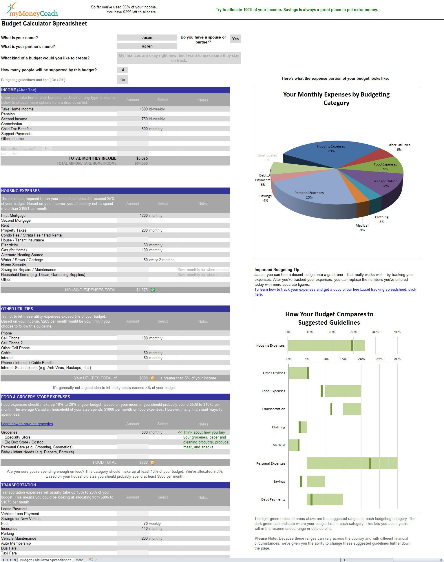 Intelligent Free Excel Budget Calculator Spreadsheet  Download For Household Budget Worksheet