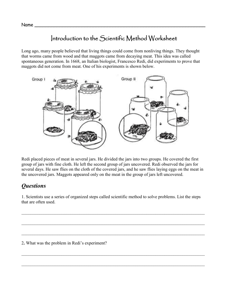 Introduction To The Scientific Method With Introduction To The Scientific Method Worksheet