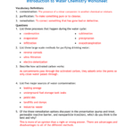 Introduction To Water Chemistry Worksheet Answers Pertaining To Chemistry Worksheet Answers