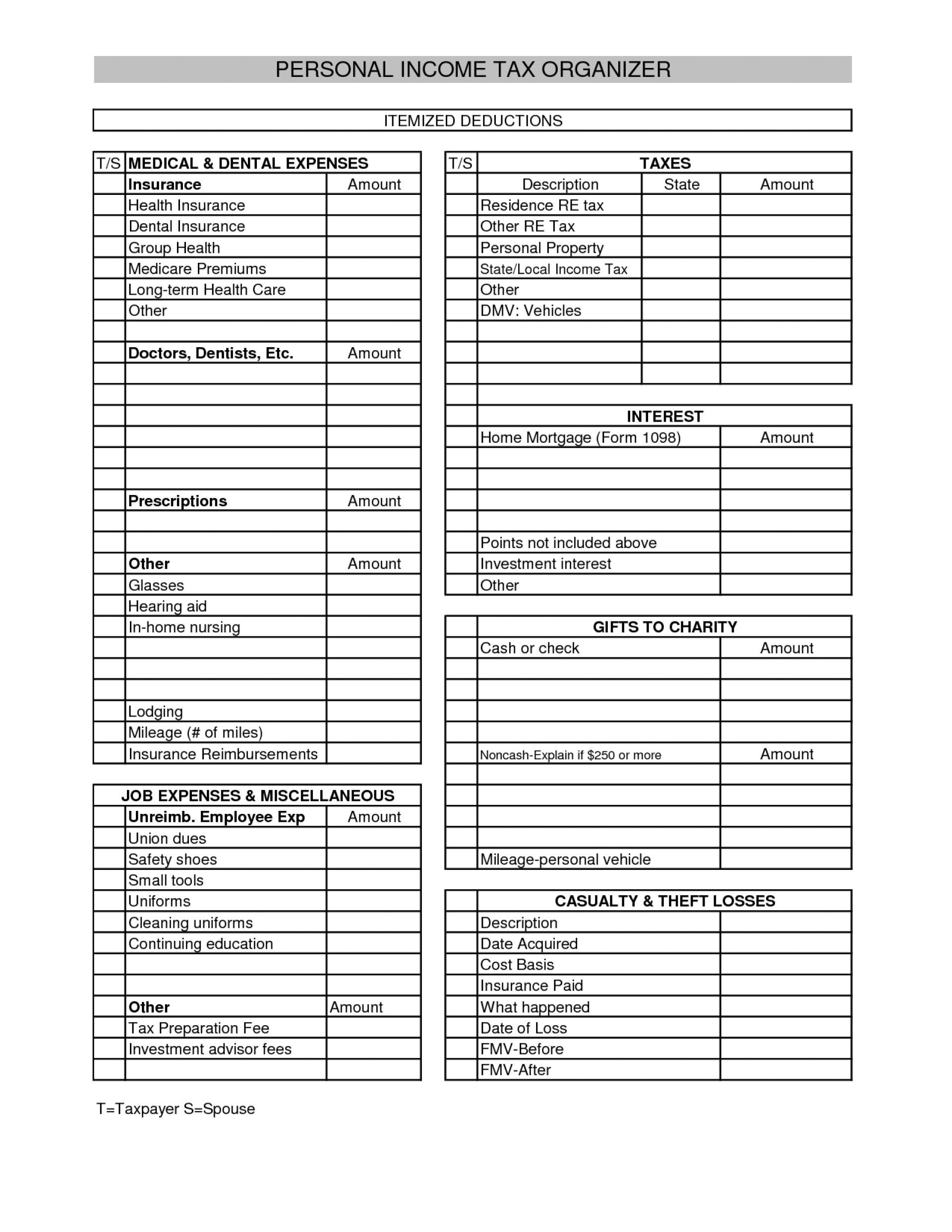Irs Itemized Deductions Worksheet  Yooob With Regard To Irs Itemized Deductions Worksheet