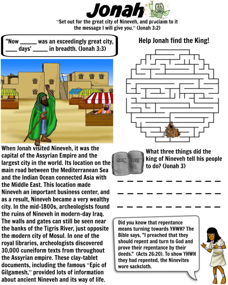 Jonah Worksheet Nineveh – Bible Pathway Adventures also Free Bible ...