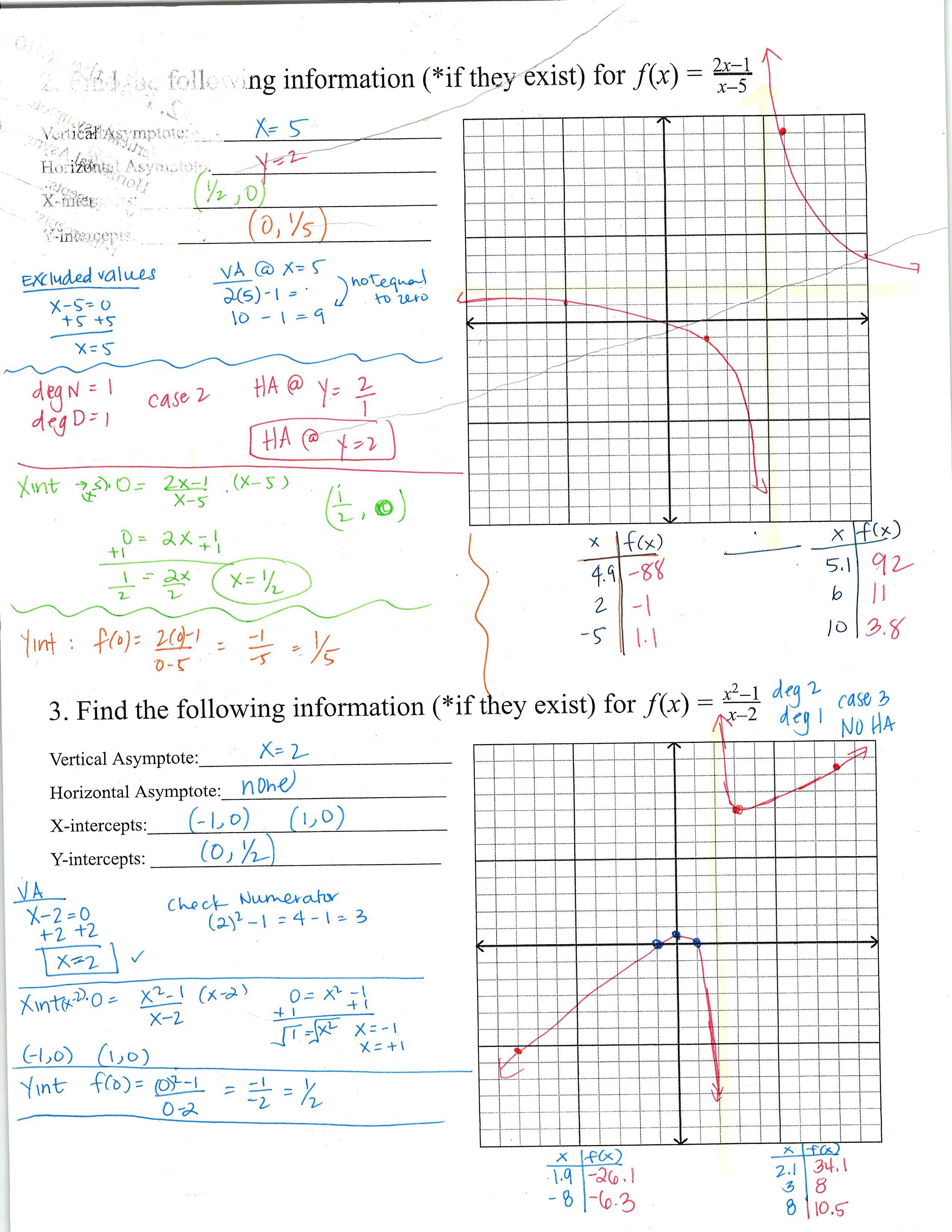 Kahuku High And Intermediate School Along With Graphing Rational Functions Worksheet 1 Horizontal Asymptotes Answers