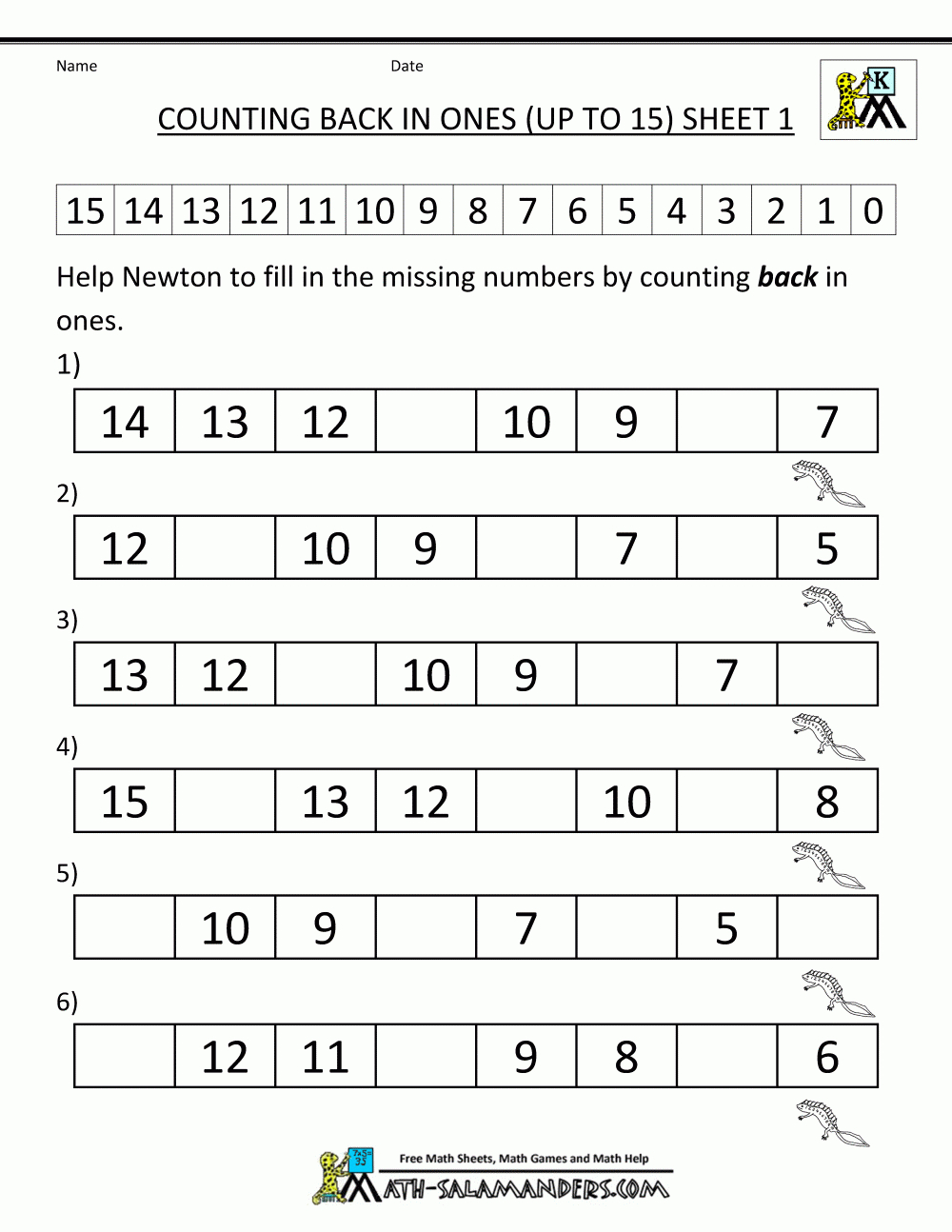Kindergarten Counting Worksheet  Sequencing To 15 Regarding Counting Worksheets For Kindergarten