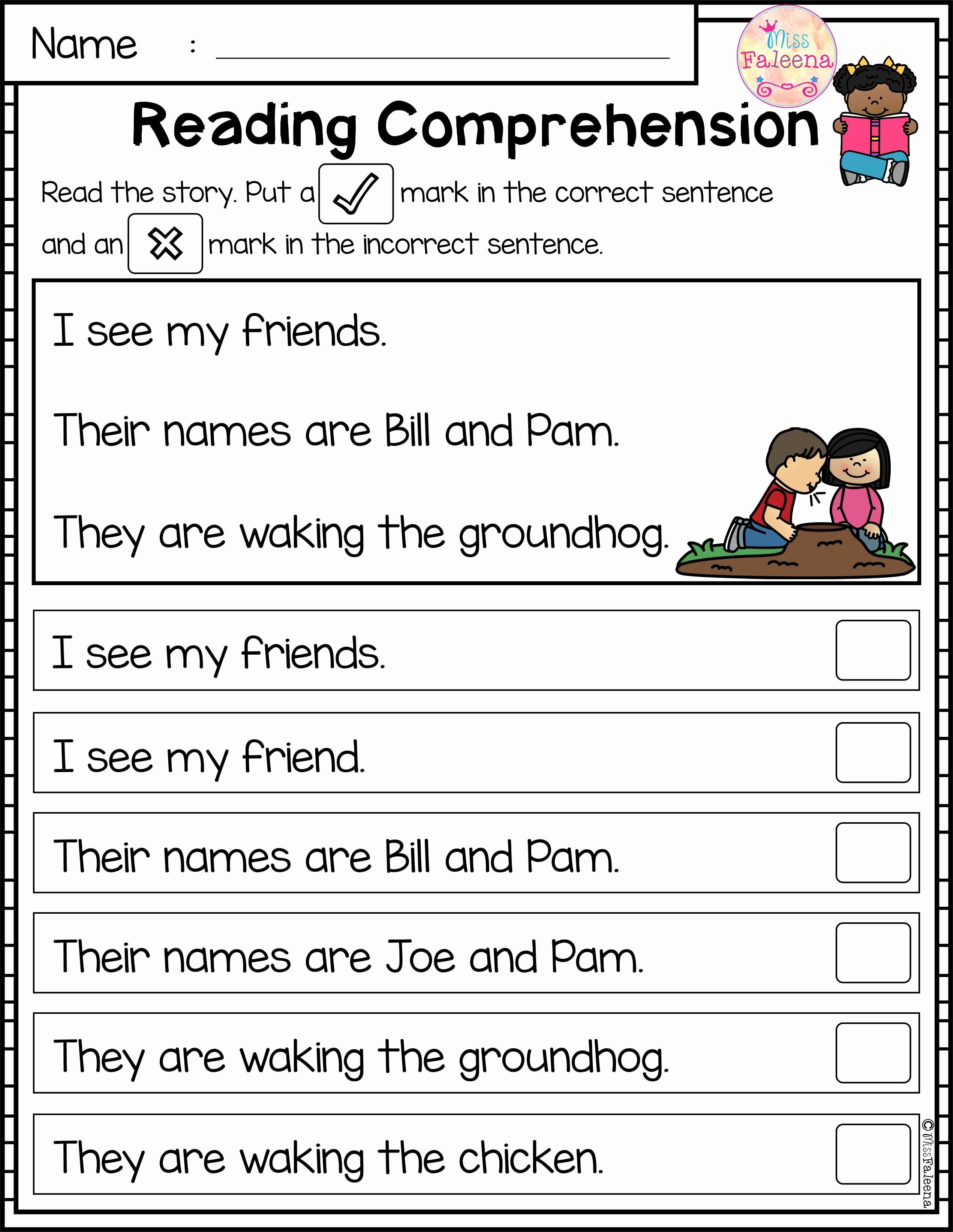Kindergarten Literacy Worksheets For Kindergarten Craft Work At Also Simple Comprehension Worksheets For Kindergarten