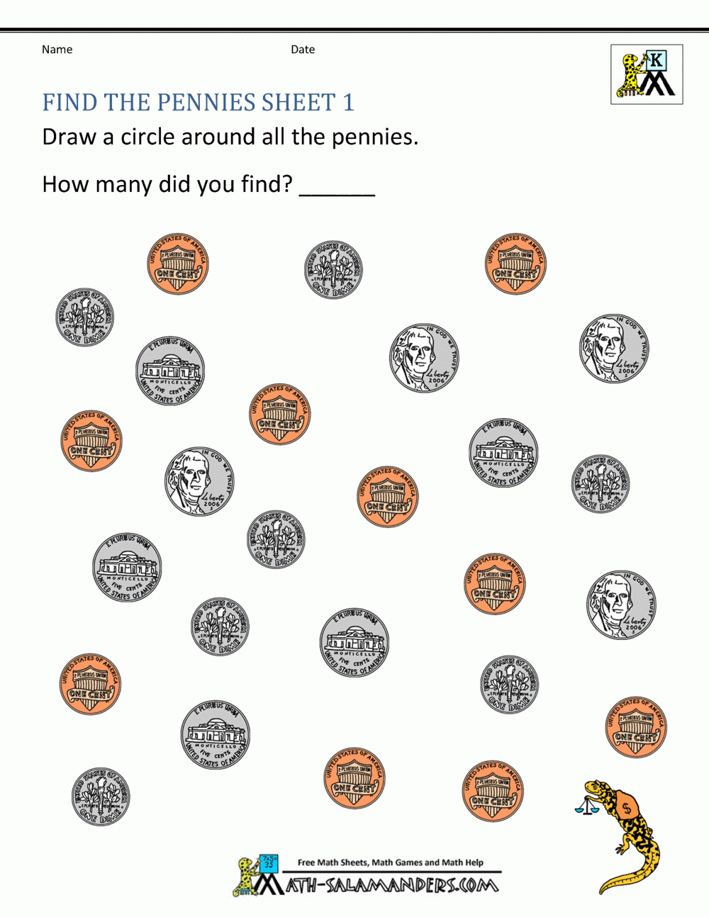 Kindergarten Money Worksheets 1St Grade Throughout Free Printable Coin Worksheets