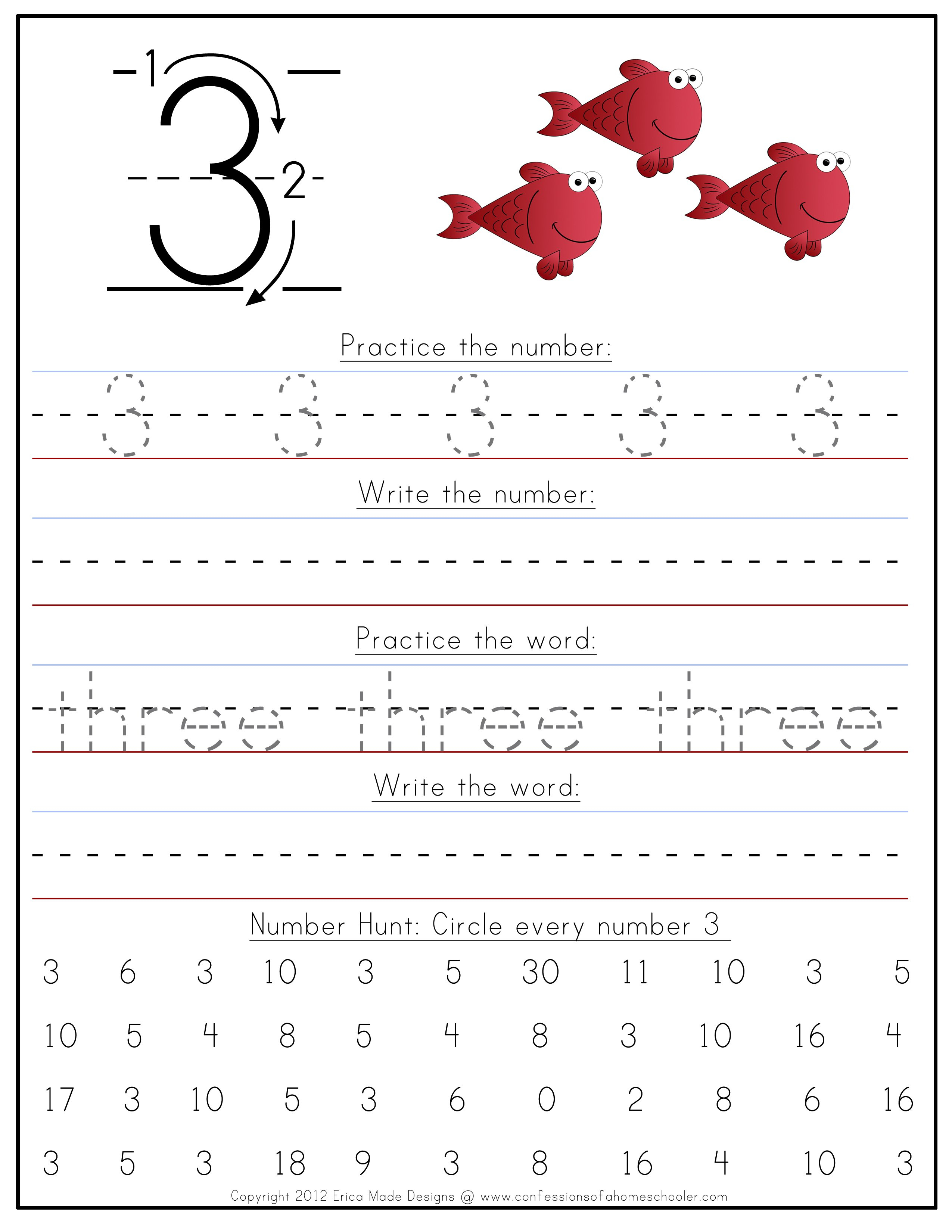 Kindergarten Number Writing Worksheets  Confessions Of A Homeschooler Within Preschool Writing Worksheets