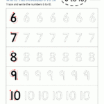 Kindergarten Printable Worksheets  Writing Numbers To 10 Inside Writing Numbers Worksheet
