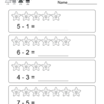 Kindergarten Subtraction Worksheet  Free Kindergarten Math Also Subtraction Worksheets For Kindergarten Pdf