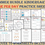 Kindergarten Summer Bundle One Per Day 70 Math Worksheets  Pdf Instant  Downloadprintable Sheets Numberscounting Homeschool Teacher With Summer Worksheets For Kindergarten Pdf