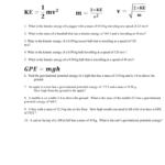 Kinetic And Potential Energy Problems As Well As Kinetic And Potential Energy Problems Worksheet Answers