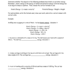 Kinetic And Potential Energy Worksheet Determine As Well As Kinetic And Potential Energy Worksheet Answer Key