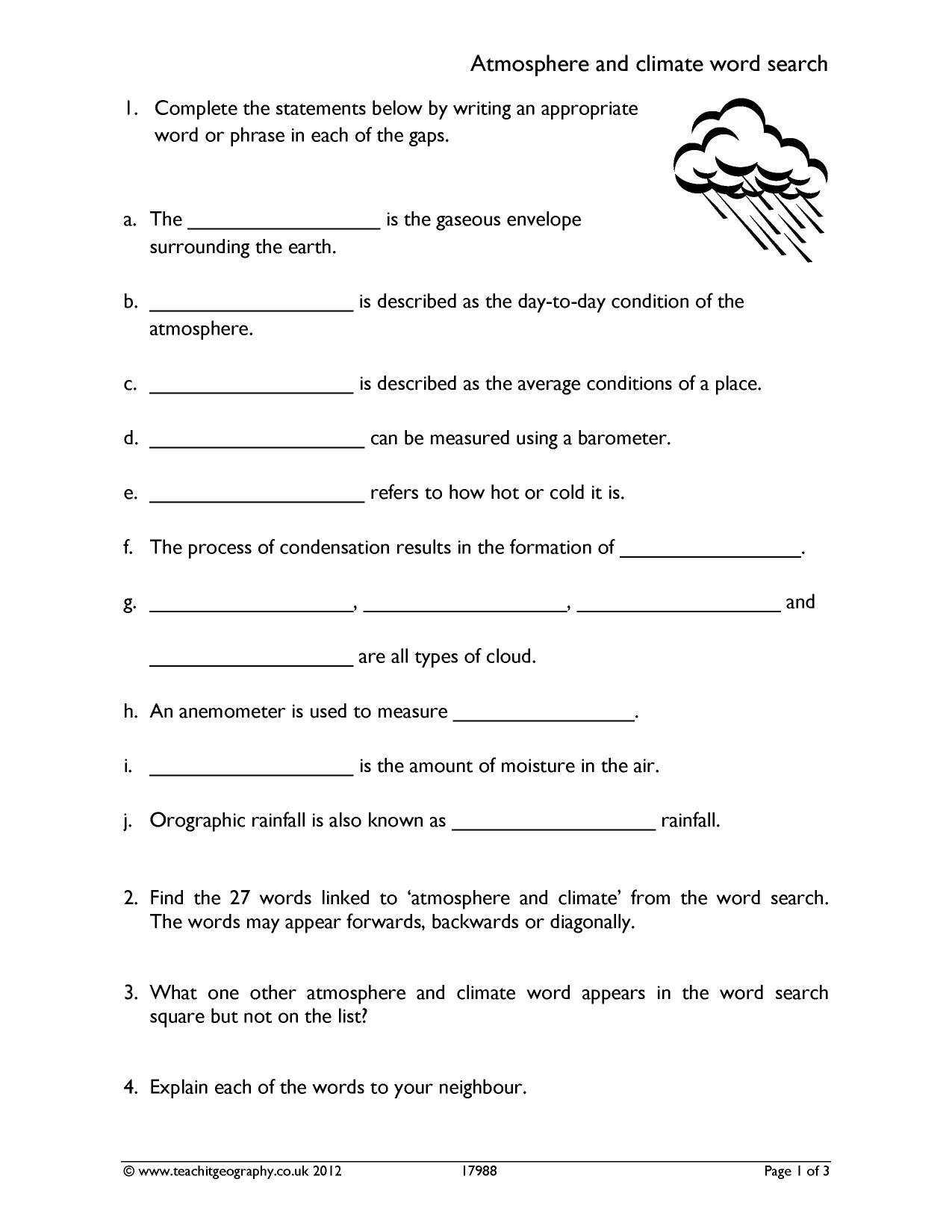 Ks3  Weather  Teachit Geography Pertaining To Weather And Climate Teaching Resources Worksheet