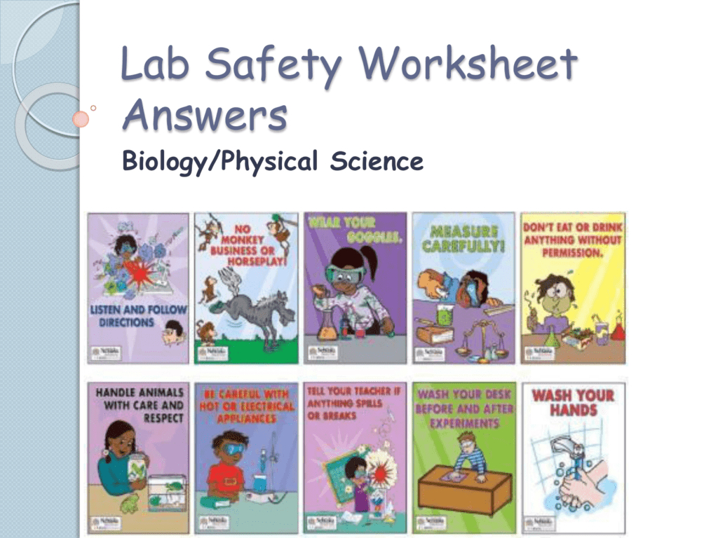 Lab Safety Worksheet Answers Regarding Lab Safety Worksheet Elementary