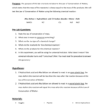 Law Of Conservation Of Matter Lab Purpose Intended For Conservation Of Mass Worksheet