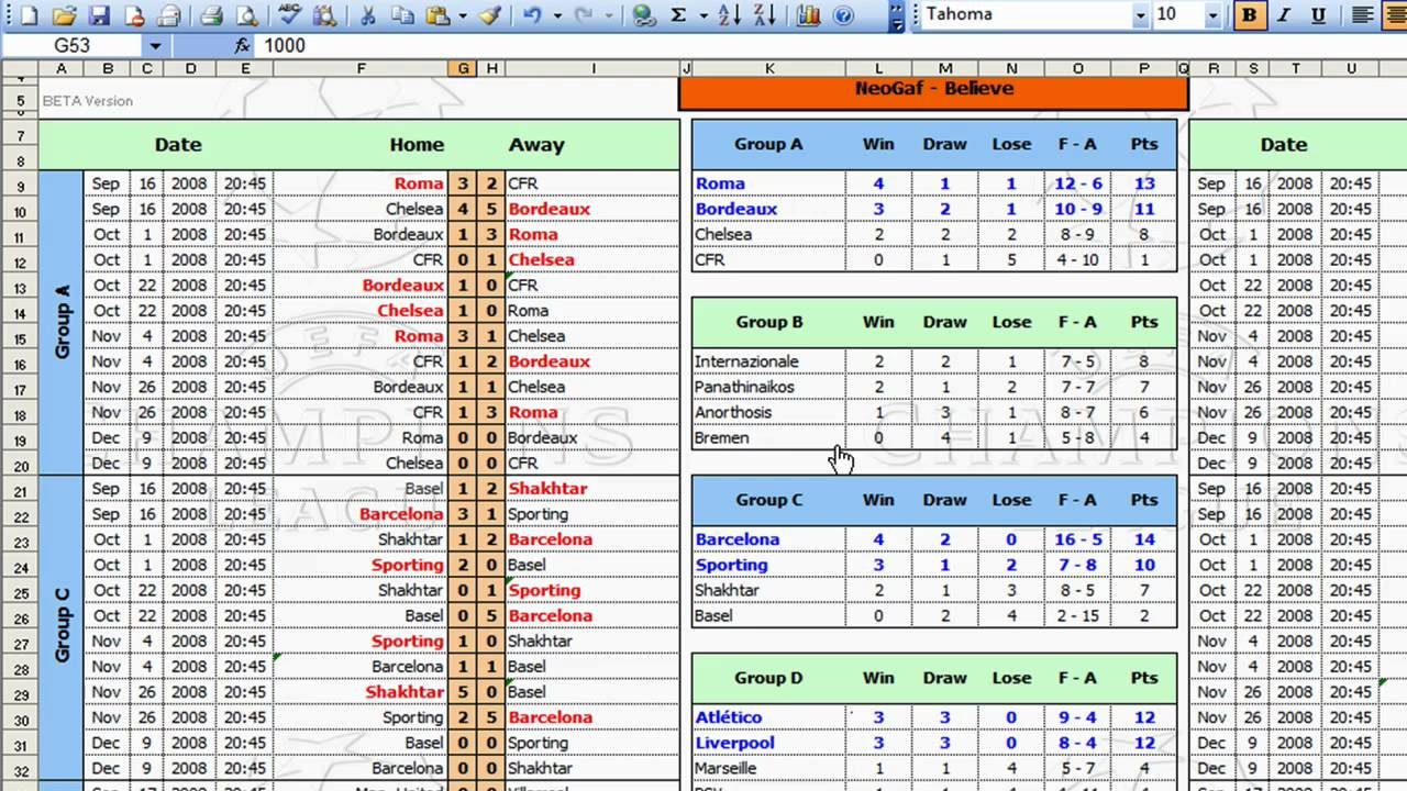 Darts League Excel Spreadsheet Excelguider