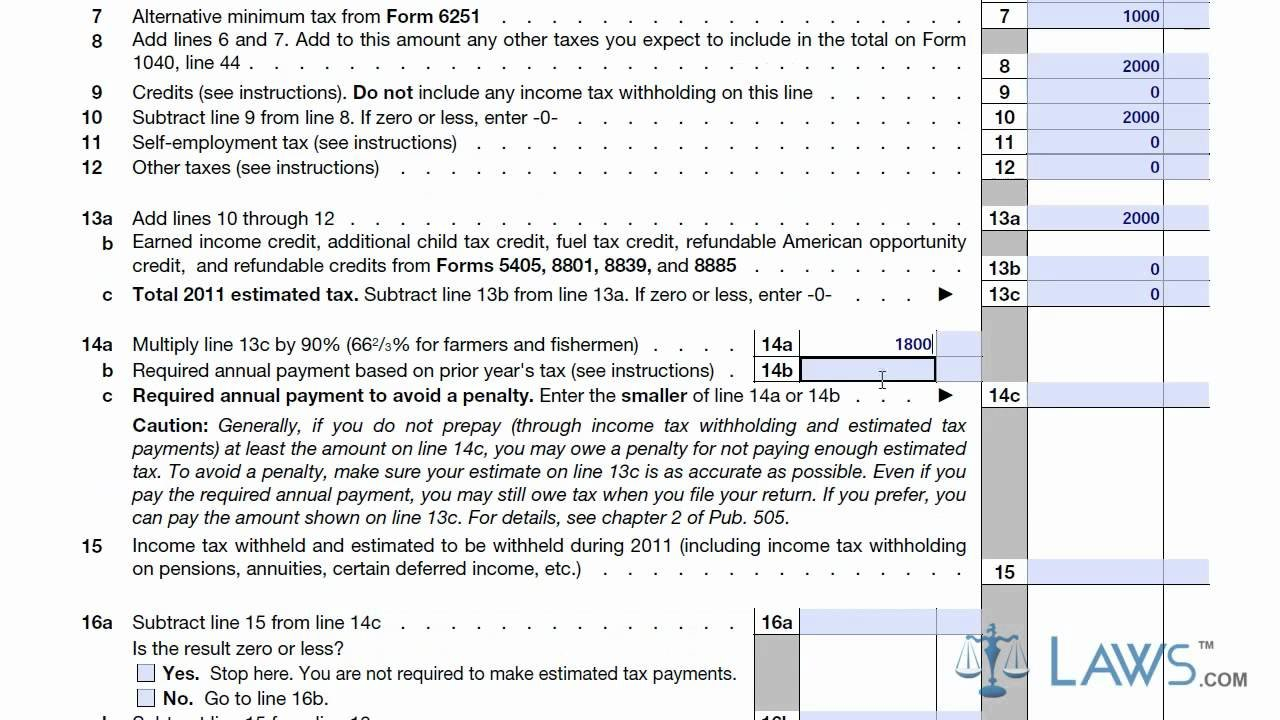 Learn How To Fill The Form 1040 Es Estimated Tax For Individuals ... Within 1040 Es Spreadsheet