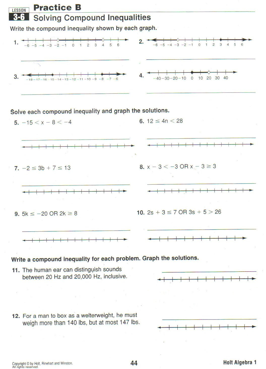Learning Experience With Graphing Compound Inequalities Worksheet