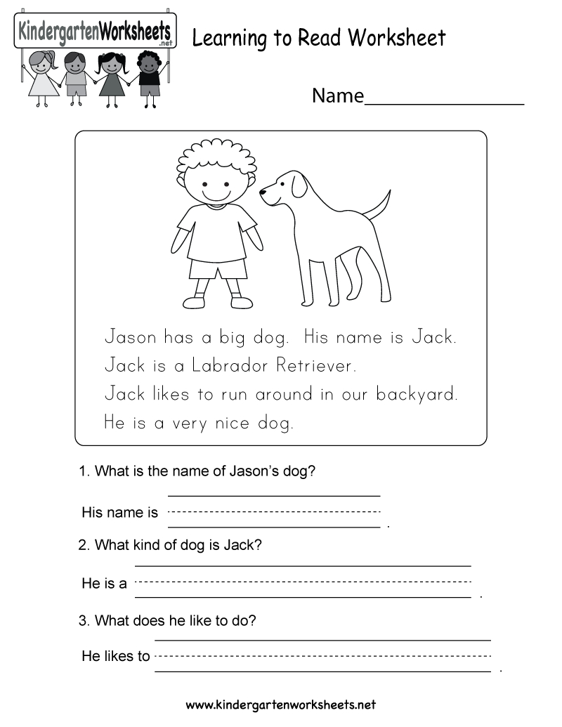 Learning To Read Worksheet  Free Kindergarten English Worksheet For As Well As Learning To Read Worksheets