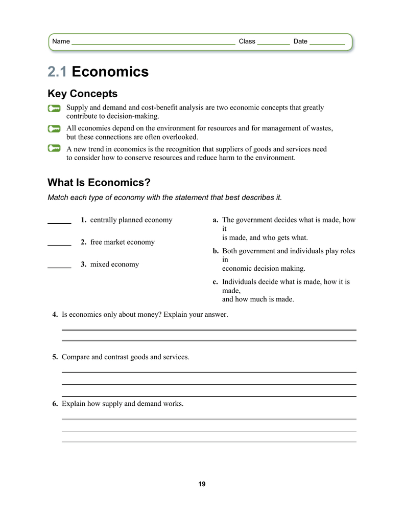 Lesson 21 Worksheet Along With 2 1 Economics Worksheet Answers
