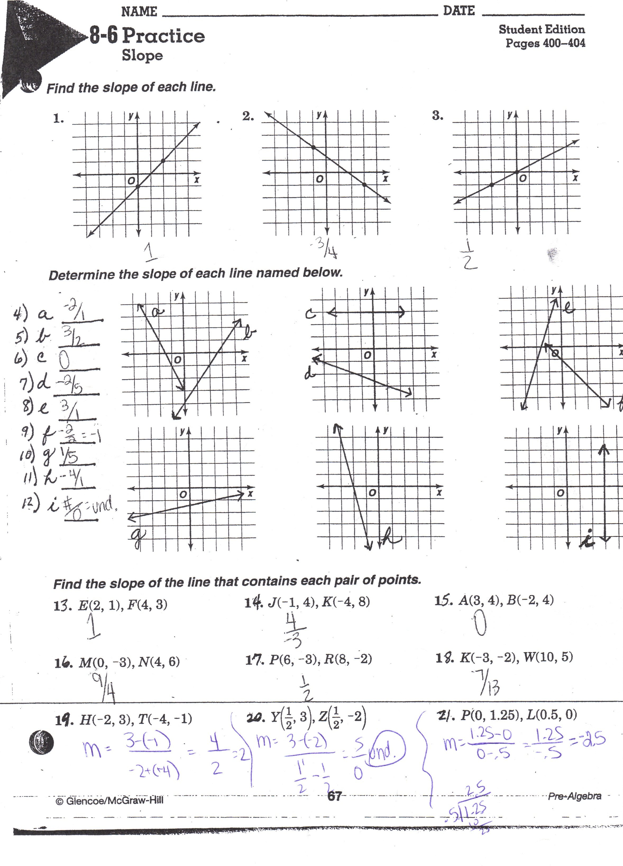 Lesson 4 Homework Practice Slopeintercept Form Answer Key  Type An As Well As Find The Slope Of Each Line Worksheet Answers
