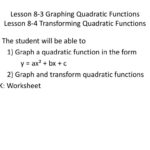 Lesson 83 Graphing Quadratic Functions Lesson 84 Transforming As Well As Transformations Of Quadratic Functions Worksheet