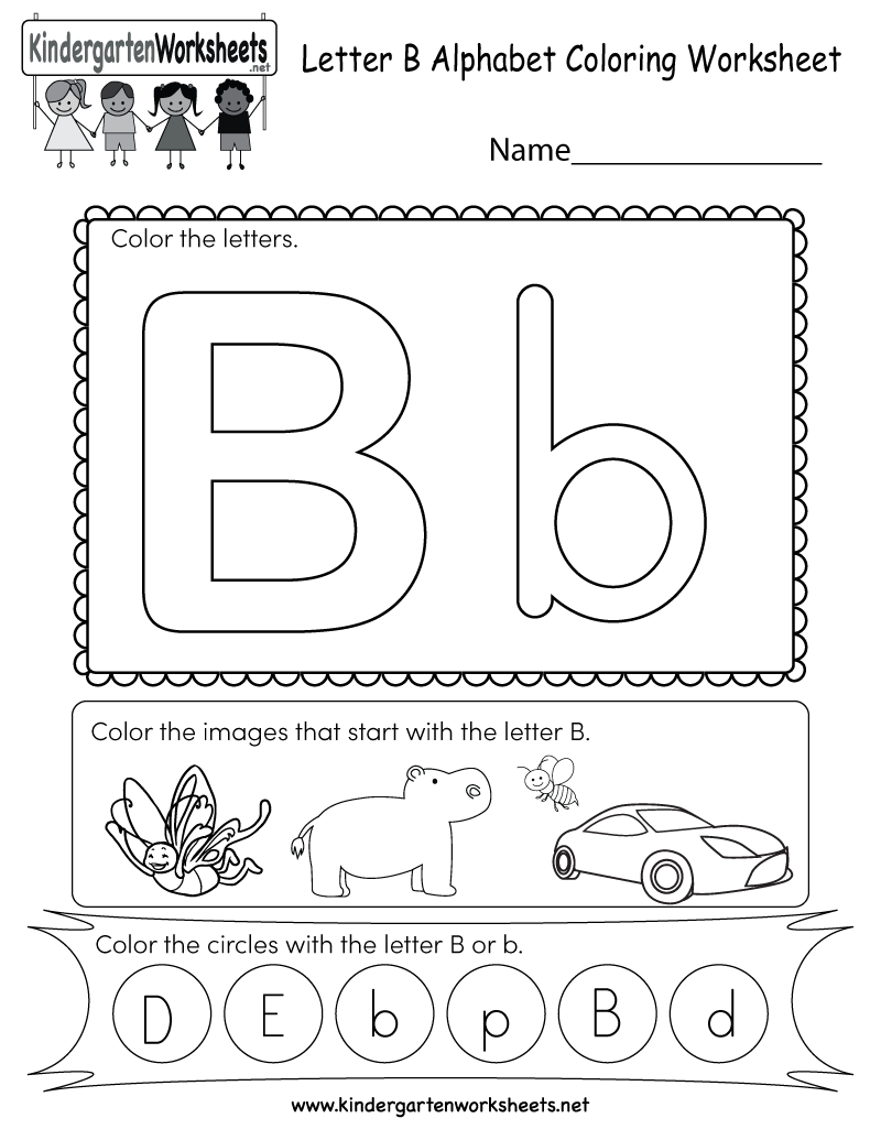Letter B Coloring Worksheet  Free Kindergarten English Worksheet For Kindergarten Letter Worksheets