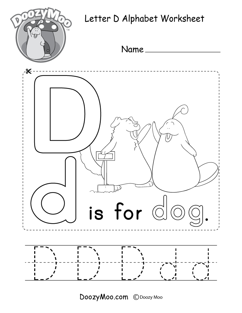Letter D Alphabet Activity Worksheet  Doozy Moo With Regard To Letter D Preschool Worksheets