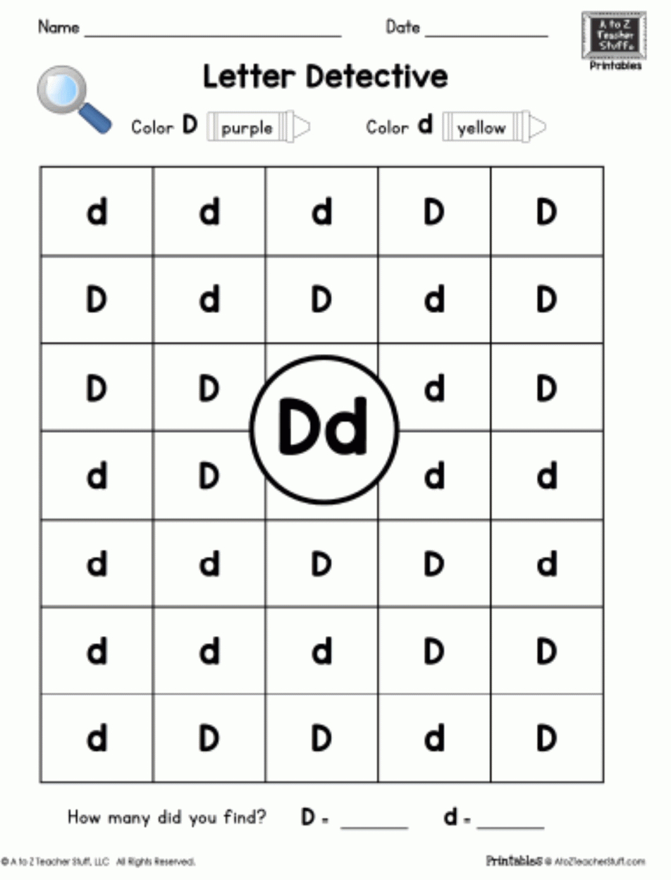 Letter D Letter Detective Uppercase  Lowercase Visual Or Letter D Preschool Worksheets