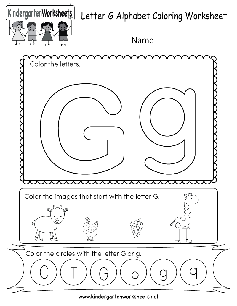 Letter G Coloring Worksheet  Free Kindergarten English Worksheet As Well As Letter G Printable Worksheets