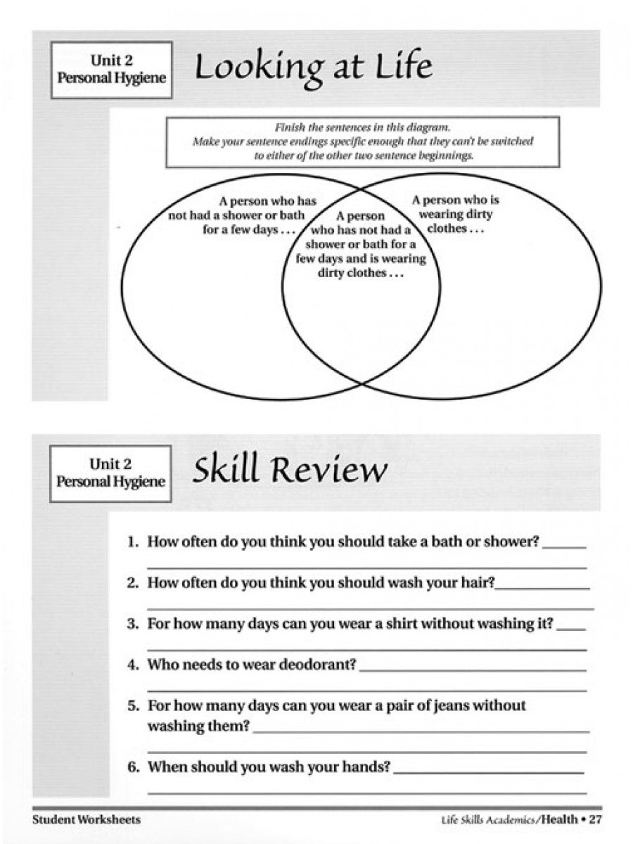 Life Skills Academics Health Throughout Life Skills Worksheets For Adults